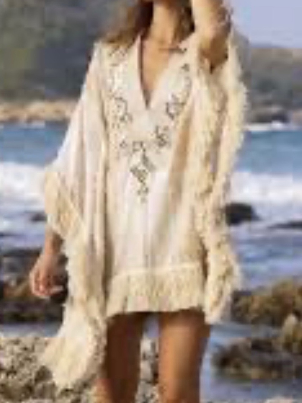 Miss June embroidered bohemian dress with gold sequin detail